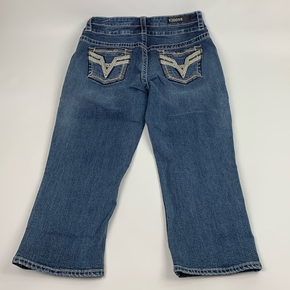 Vigoss Capri Jeans Pants Size 10 Heritage Fit Stretch Medium wash denim EUC